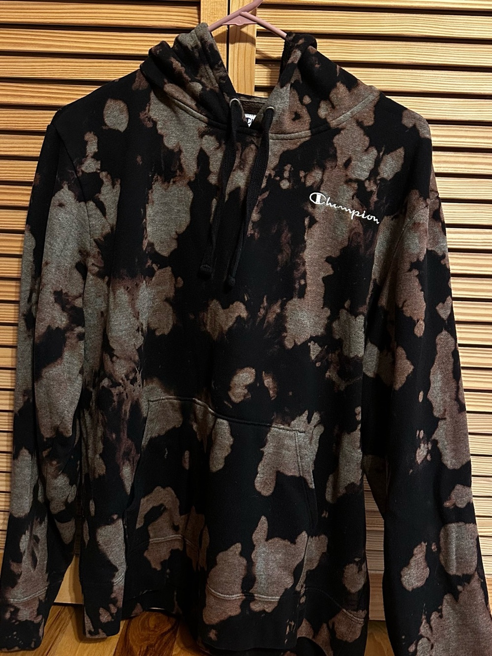Champion Men’s Black & Brown Acid Wash Pullover Hoodie